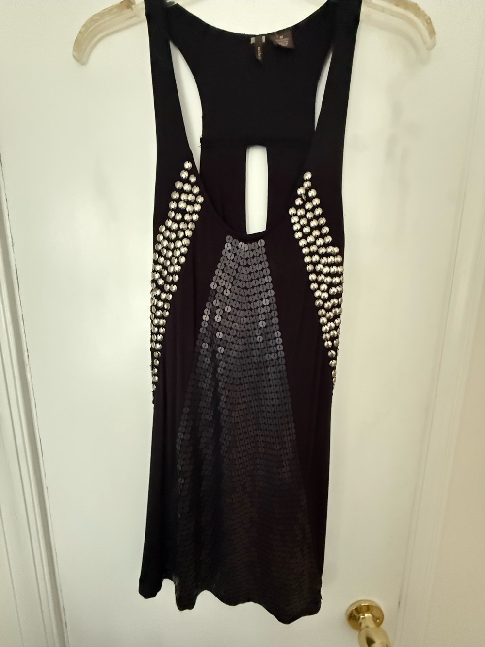 Black Sequin and Studded Racerback Tank